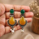 Elegant Vintage Drop Earring – Timeless Stunning Antique Style Jewelry for Women - "Green-Yellow"