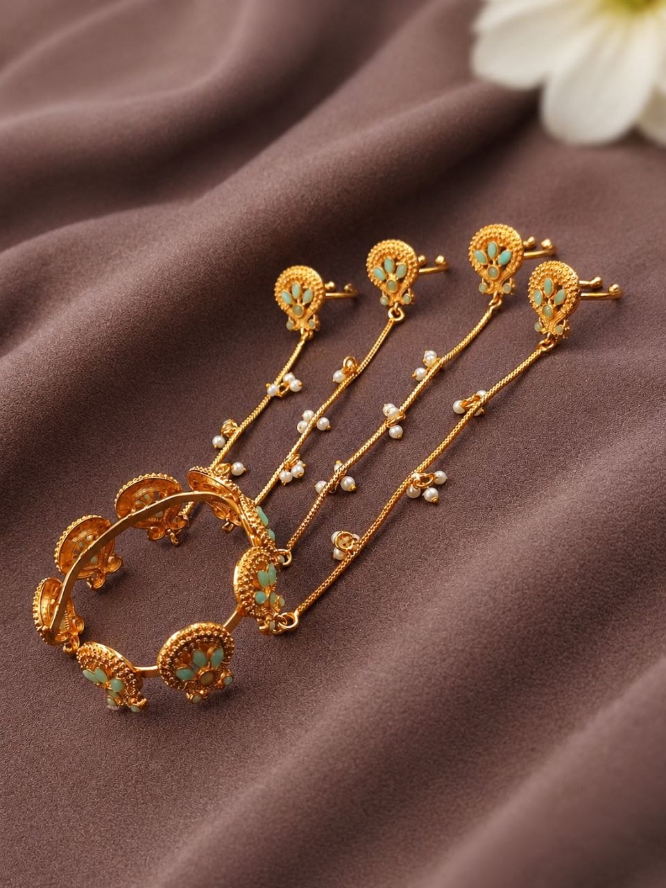 Kashmiri Peacock Hathphool Stunning Traditional Jewelry with Elegant Royal Design 7 Kashmiri Peacock Hathphool stylish brass jewelry design