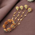 Bulk 52 Kashmiri Peacock Hathphool Stunning Traditional Jewelry with Elegant Royal Design - "Aqua "