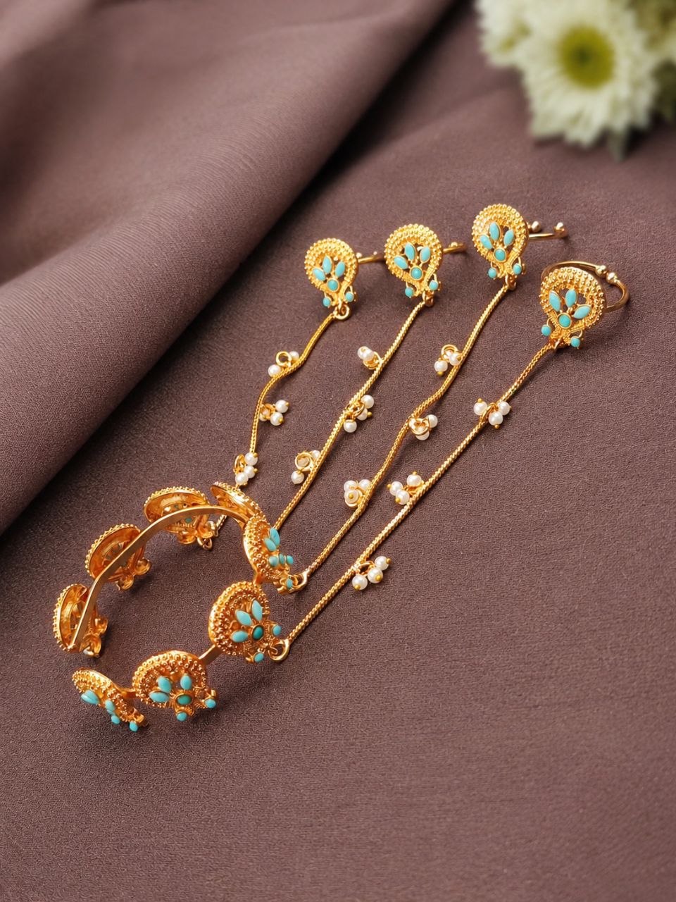 Kashmiri Peacock Hathphool Stunning Traditional Jewelry with Elegant Royal Design 8 Kashmiri Peacock Hathphool stylish brass jewelry design