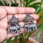 Vintage Elephant Studs – Charming Earrings for Beautiful Style - "Green-Yellow"