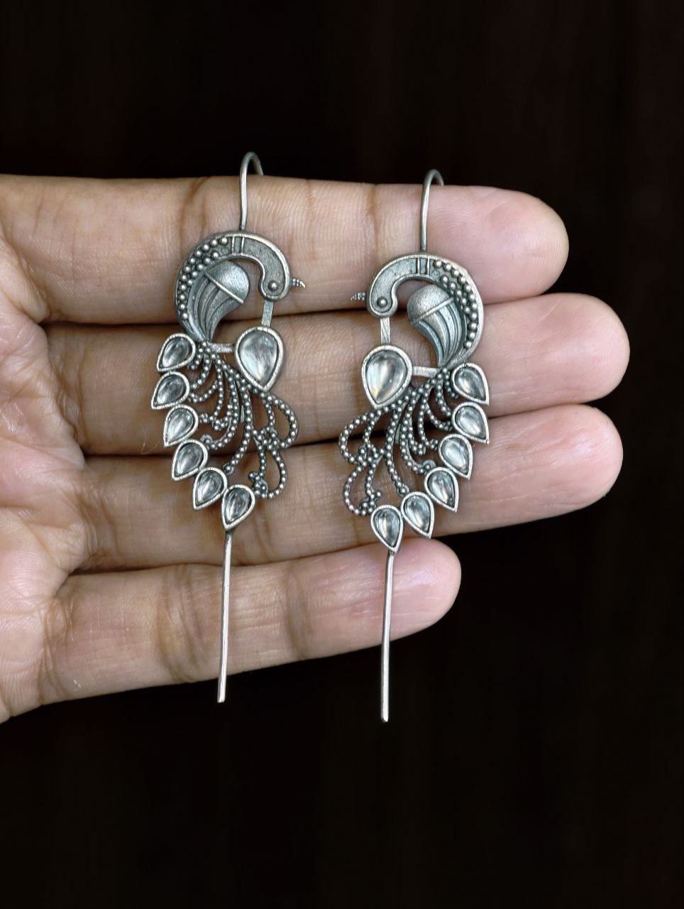 Graceful Ethnic Peacock Earcuff with Exquisite Traditional Detailing 3 Ethnic Peacock Earcuff brass traditional ear jewelry for festive occasions