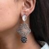 Stunning Silver Flower Dangler with Elegant Ethnic Appeal 16 Elegant Silver Flower Dangler with detailed floral design