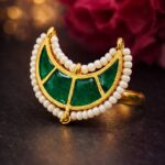 Bulk 6 Meenakari Moon Ring Elegant Stunning Traditional Design for Graceful Women - Green