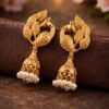 Golden Peacock Jhumka stylish brass jewelry design