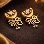 Gold Plated Moksh Earrings Elegant Stunning Traditional Jewelry for Women - "White"