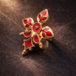 Goldplated Enamel Ring Elegant Premium Design for Stylish Traditional and Modern Wear - "Red"