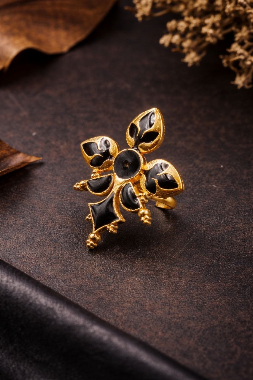 Goldplated Enamel Ring Elegant Premium Design for Stylish Traditional and Modern Wear 10 Goldplated Enamel Ring stylish brass jewelry design