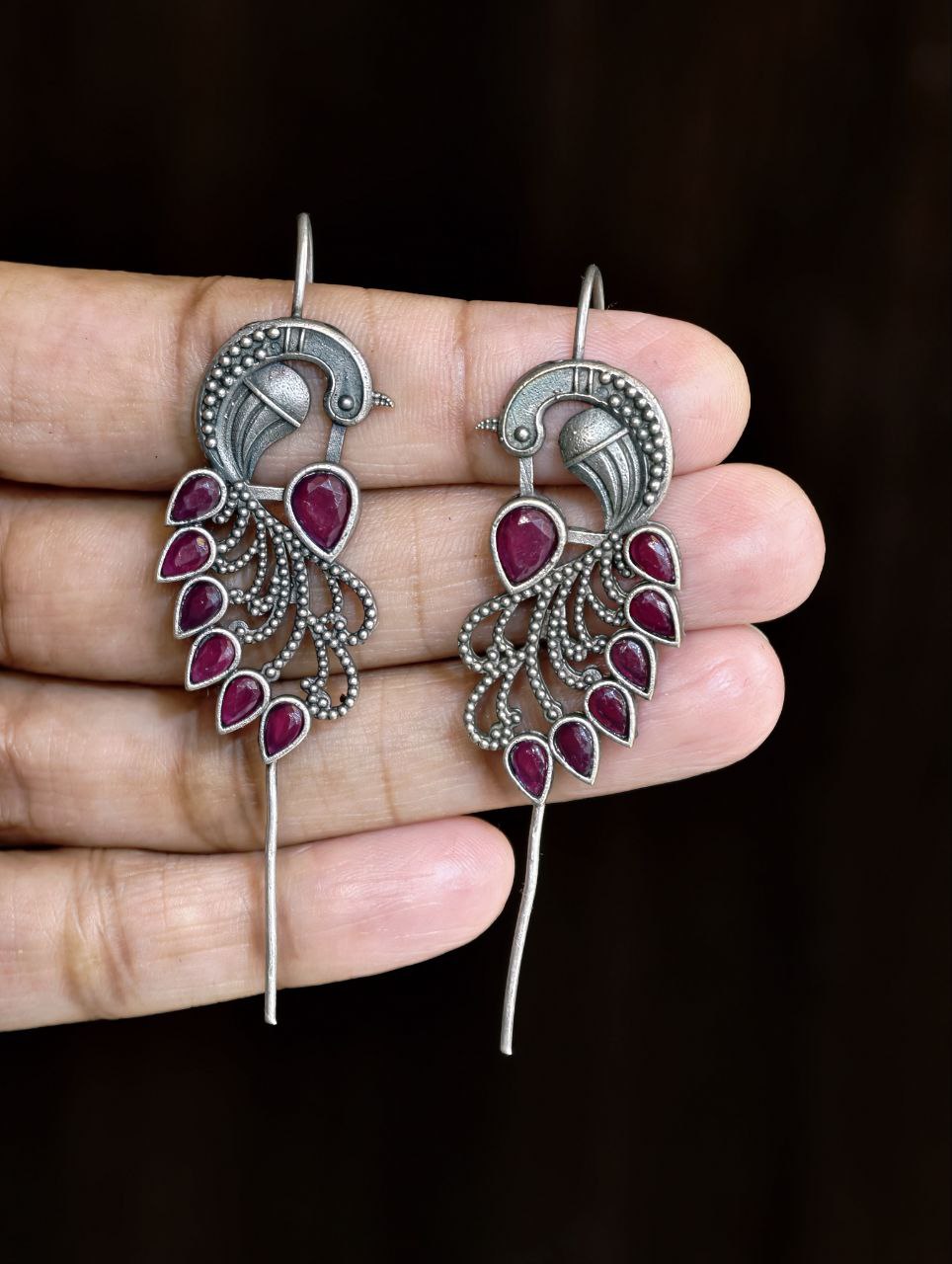 Graceful Ethnic Peacock Earcuff with Exquisite Traditional Detailing 9 Ethnic Peacock Earcuff brass traditional ear jewelry for festive occasions