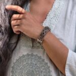 Bulk 64 Elegant Silver Flower Bangle with Beautiful Floral Design for Women - "Black"