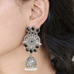 Premium Dangler Oxidized Jhumka Earring With Beautiful Pearl Work Detailing