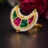 Meenakari Moon Ring stylish brass jewelry design