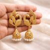 Golden Peacock Jhumka stylish brass jewelry design