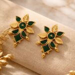Handmade Floral Earring Leaf Design for Graceful Everyday Wear - "Green"