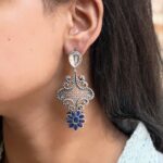 Bulk 108 Stunning Silver Flower Dangler with Elegant Ethnic Appeal - Blue