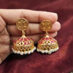 Traditional Golden Jhumka Elegant Stunning Design for Graceful Ethnic Style - "Red"