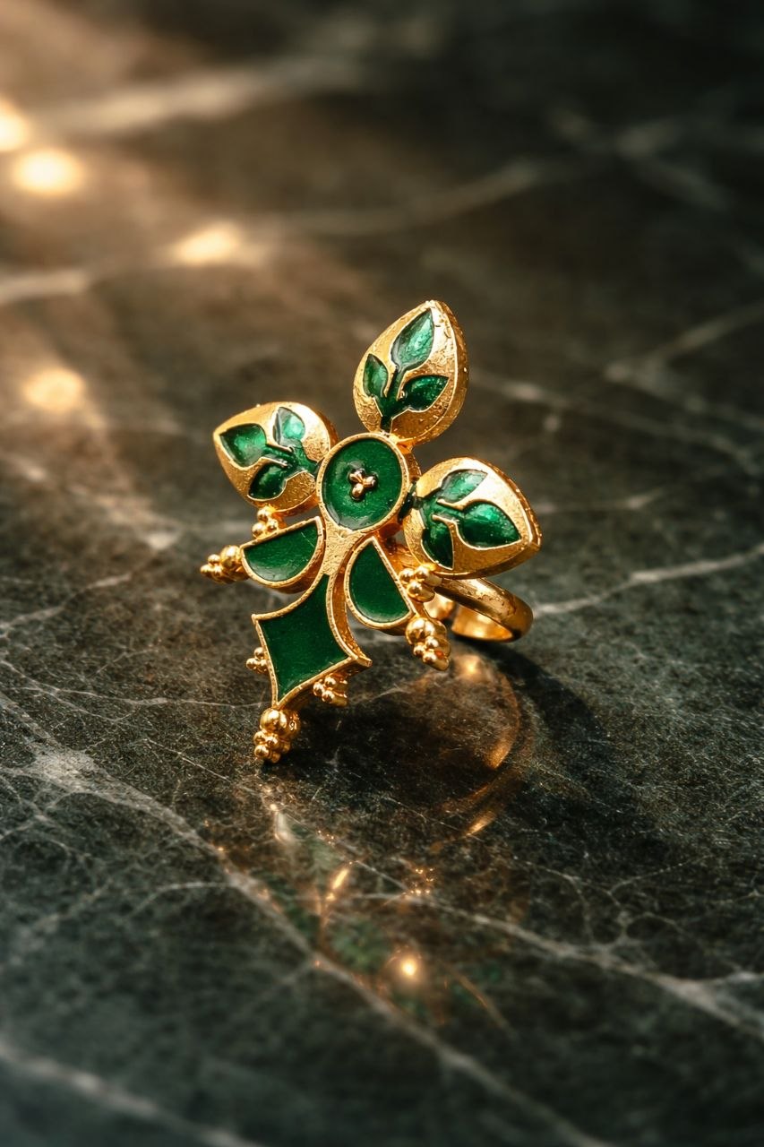 Goldplated Enamel Ring Elegant Premium Design for Stylish Traditional and Modern Wear 4 Goldplated Enamel Ring stylish brass jewelry design