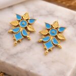 Handmade Floral Earring Leaf Design for Graceful Everyday Wear - "Aqua"