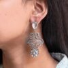 Stunning Silver Flower Dangler with Elegant Ethnic Appeal 13 Elegant Silver Flower Dangler with detailed floral design