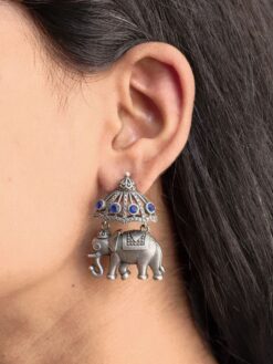 Vintage Elephant Studs antique style elephant design brass earrings for girls