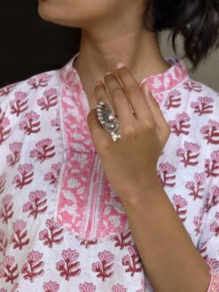 Oxidized Peacock Ring vintage silver look peacock design statement jewelry