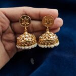 Traditional Golden Jhumka Elegant Stunning Design for Graceful Ethnic Style - "White"