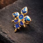 Goldplated Enamel Ring Elegant Premium Design for Stylish Traditional and Modern Wear - Blue