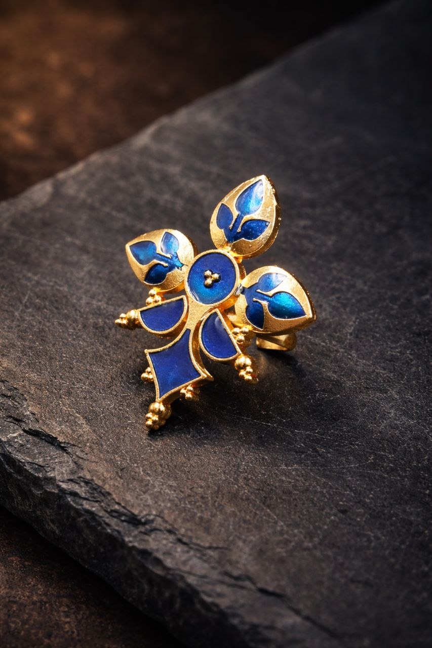 Goldplated Enamel Ring Elegant Premium Design for Stylish Traditional and Modern Wear 3 Goldplated Enamel Ring stylish brass jewelry design