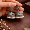 Silver Lotus Jhumka Elegant Dazzling Traditional Earrings for Graceful Women 14 Silver Lotus Jhumka stylish brass jewelry design