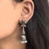 Silver Dangler Jhumka traditional oxidized silver tone dangler earrings for women