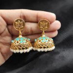 Traditional Golden Jhumka Elegant Stunning Design for Graceful Ethnic Style - "Aqua"