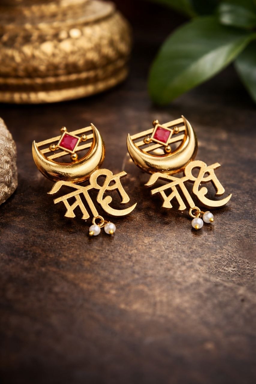 Gold Plated Moksh Earrings Elegant Stunning Traditional Jewelry for Women 6 Gold Plated Moksh Earrings stylish brass jewelry design