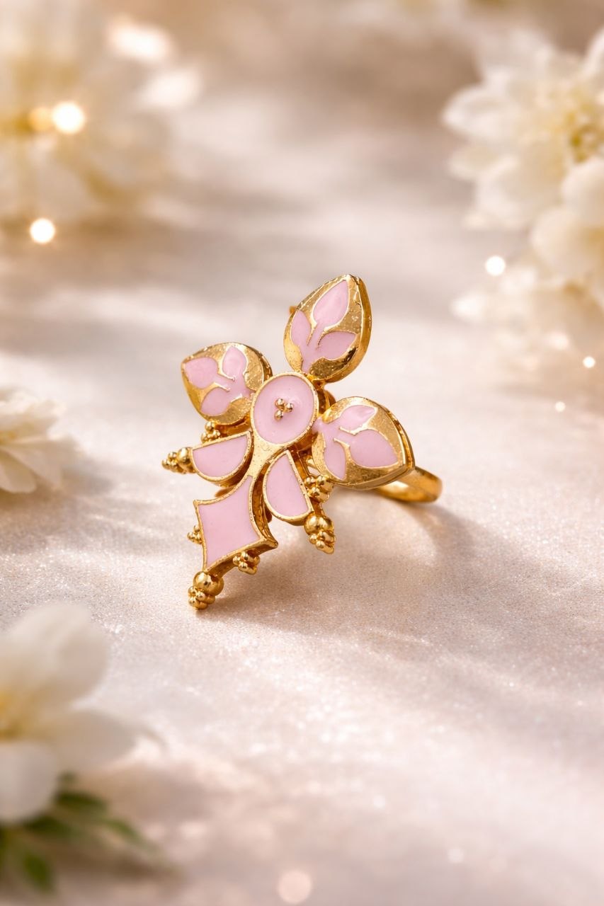 Goldplated Enamel Ring Elegant Premium Design for Stylish Traditional and Modern Wear 2 Goldplated Enamel Ring stylish brass jewelry design