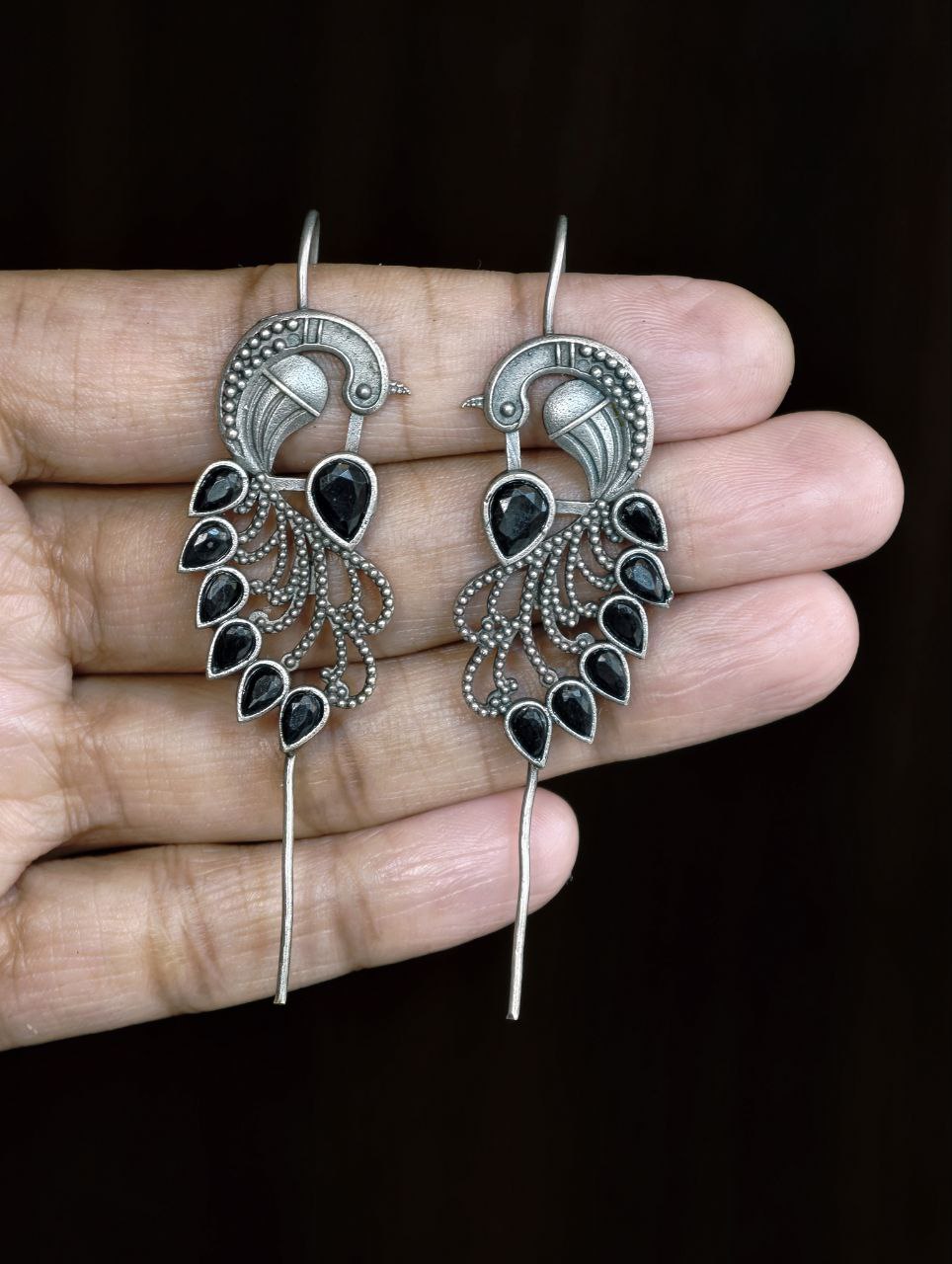 Graceful Ethnic Peacock Earcuff with Exquisite Traditional Detailing 5 Ethnic Peacock Earcuff brass traditional ear jewelry for festive occasions