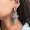 Stunning Silver Flower Dangler with Elegant Ethnic Appeal 11 Elegant Silver Flower Dangler with detailed floral design