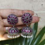 Stone Jhumka Earring Elegant Dazzling Traditional Design for Women - Red