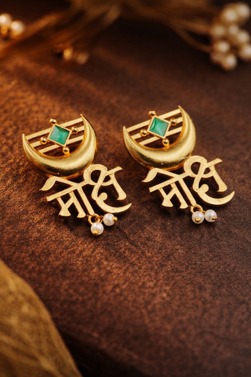 Gold Plated Moksh Earrings Elegant Stunning Traditional Jewelry for Women 7 Gold Plated Moksh Earrings stylish brass jewelry design