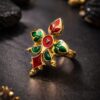 Goldplated Enamel Ring Elegant Premium Design for Stylish Traditional and Modern Wear 17 Goldplated Enamel Ring stylish brass jewelry design
