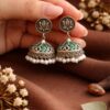 Silver Lotus Jhumka Elegant Dazzling Traditional Earrings for Graceful Women 16 Silver Lotus Jhumka stylish brass jewelry design