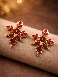 Gold-Plated Enamel Earring stylish brass jewelry design