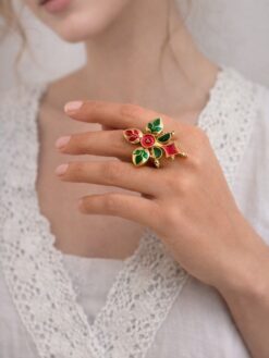 Goldplated Enamel Ring stylish brass jewelry design