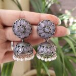 Stone Jhumka Earring Elegant Dazzling Traditional Design for Women - Babypink