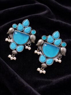 Peacock Stone Earring stylish brass jewelry design