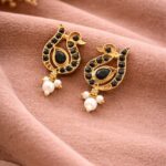 Gold Plated Duck Studs Charming Cute Design with Traditional Look Jewelry - "Black"