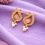 Gold Plated Duck Studs Charming Cute Design with Traditional Look Jewelry - ''BabyPink''