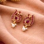 Gold Plated Duck Studs Charming Cute Design with Traditional Look Jewelry - "Red"