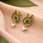 Gold Plated Duck Studs Charming Cute Design with Traditional Look Jewelry - "Green"
