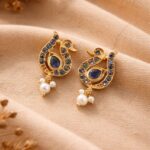 Gold Plated Duck Studs Charming Cute Design with Traditional Look Jewelry - Blue