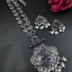 Oxidized Necklace Set Elegant Premium Traditional Jewelry for Stunning Ethnic Style - Blue