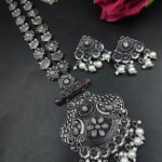 Oxidized Necklace Set Elegant Premium Traditional Jewelry for Stunning Ethnic Style - ''BabyPink''